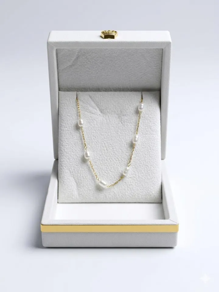 Collier Chaine Dorée et Perles de Culture d'Eau Douce